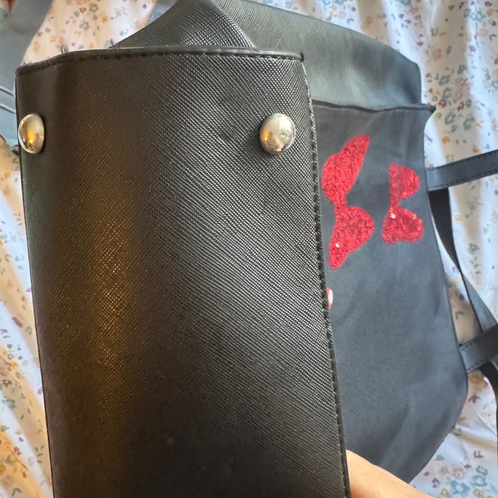 Disney Minnie Mouse Black Tote with Red and White Bow Accents - Picture 2 of 5